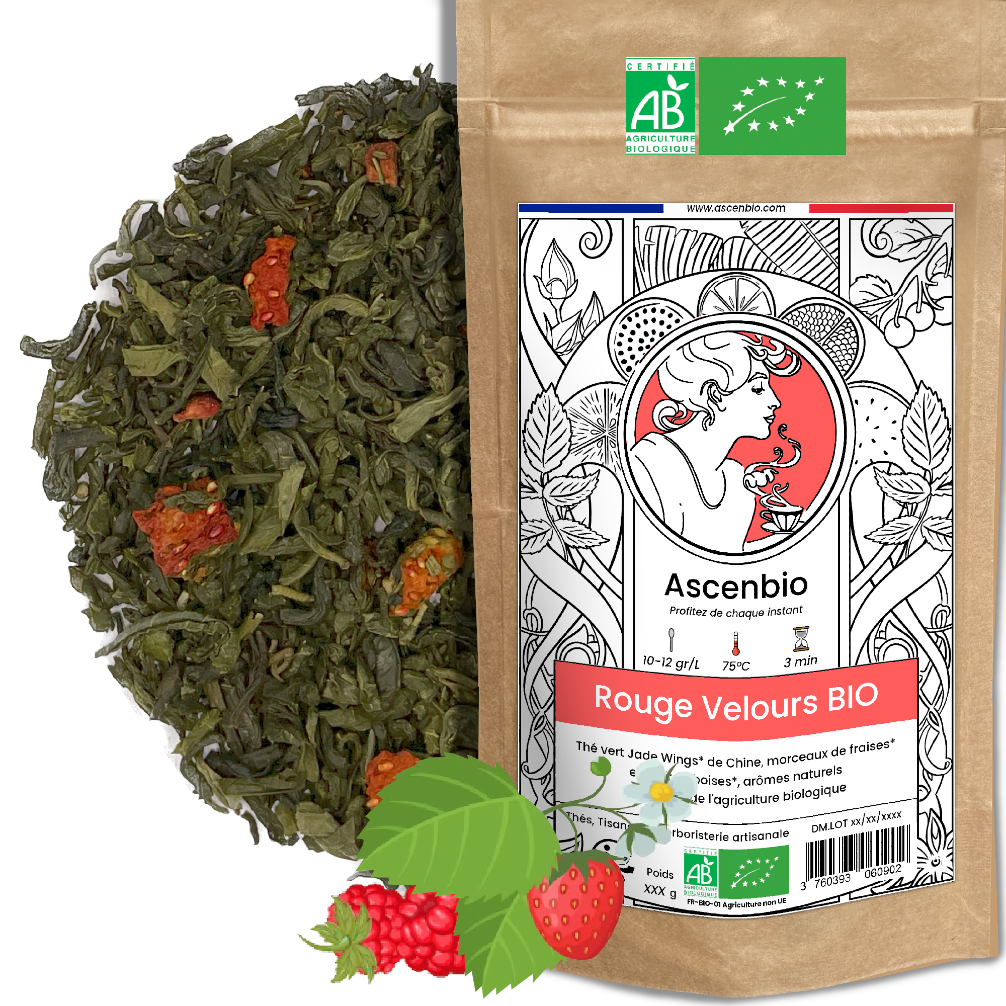 Thé Vert Fruits Rouges Goutez notre Thé Vert Fruits Rouges Bio BIO FRANCE 90g à 180g vrac ...